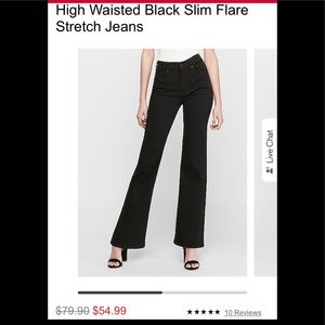 Express high waisted black slim flared jeans